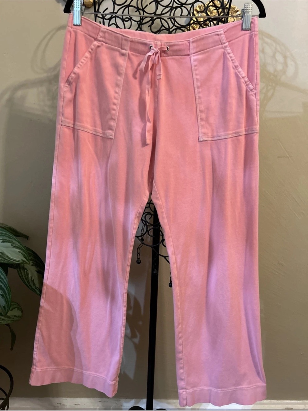 Vintage 2006 Y2K J. Crew Low Rise Pink Cotton Wide Leg Pant Medium Capri